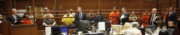lawyers appearing before judge in court